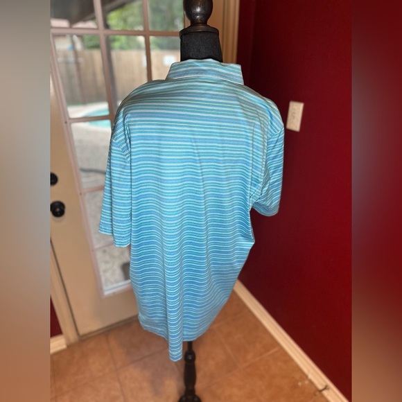 Bobby Jones Blue Striped Golf Polo Shirt Men’s Size L 100% Cotton Short Sleeve - Picture 2 of 7